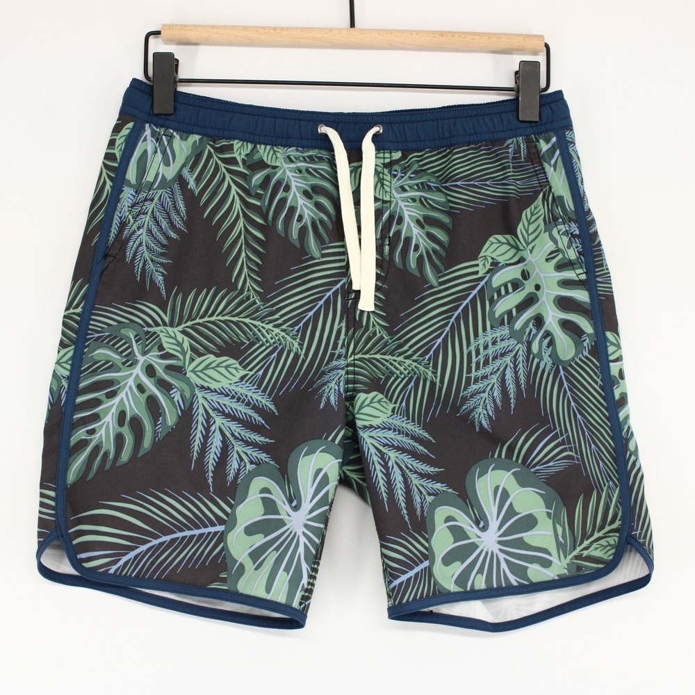 Fair Harbor Anchor Swim Trunks Boys XL Navy Tropical Print Lined Quick Dry